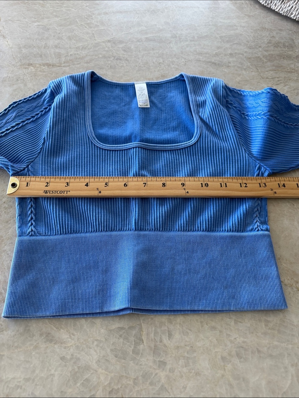 Aerie Seamless Cable Square Neck Shirt Size Small Crop Top Long Sleeve Stretch - Picture 4 of 5